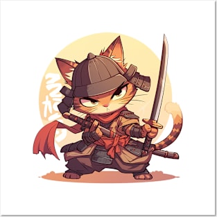 samurai cat Posters and Art